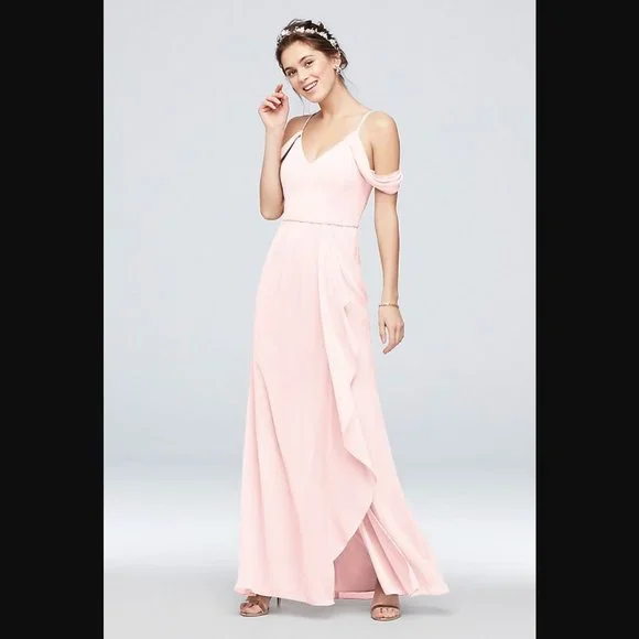 drop shoulder bridesmaid dress Stretch Satin One-Shoulder Draped Bridesmaid Dress with Drop Shoulder Sleeve Sage Green / 14